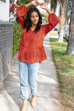 Load image into Gallery viewer, Rust Leopard Wool Dobby Woven Knit Top
