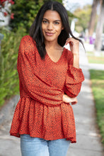 Load image into Gallery viewer, Rust Leopard Wool Dobby Woven Knit Top
