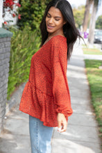 Load image into Gallery viewer, Rust Leopard Wool Dobby Woven Knit Top
