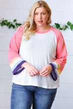 Load image into Gallery viewer, Pink Pointelle Color Block Wide Sleeve Pullover
