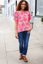 Load image into Gallery viewer, Vacay Vibes Floral Back Keyhole Short Smocked Banded Sleeve Top
