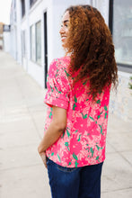Load image into Gallery viewer, Vacay Vibes Floral Back Keyhole Short Smocked Banded Sleeve Top
