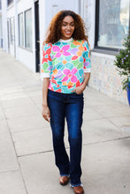 Load image into Gallery viewer, Spring Vibes Multicolor floral Rib Back Bow Tie Detail Top
