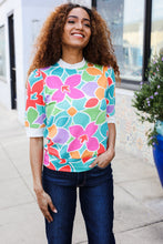 Load image into Gallery viewer, Spring Vibes Multicolor floral Rib Back Bow Tie Detail Top
