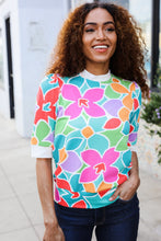 Load image into Gallery viewer, Spring Vibes Multicolor floral Rib Back Bow Tie Detail Top
