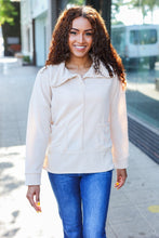 Load image into Gallery viewer, Easy Living Oatmeal Textured Knit Notch Neck Oversized Collar Sweater
