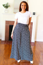 Load image into Gallery viewer, Let's Meet Up Black Animal Print Smocked Waist Palazzo Pants
