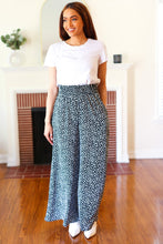 Load image into Gallery viewer, Let's Meet Up Black Animal Print Smocked Waist Palazzo Pants
