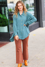 Load image into Gallery viewer, Beautiful You Teal Button Down Sharkbite Cotton Tunic Top

