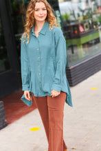 Load image into Gallery viewer, Beautiful You Teal Button Down Sharkbite Cotton Tunic Top
