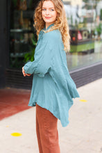 Load image into Gallery viewer, Beautiful You Teal Button Down Sharkbite Cotton Tunic Top

