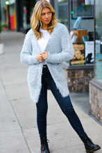Load image into Gallery viewer, Leading Lady Slate Blue Two Tone Fuzzy Soft Brushed Cardigan
