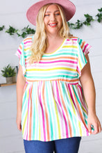 Load image into Gallery viewer, Lavender Rainbow Stripe Babydoll To
