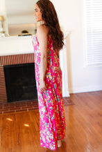 Load image into Gallery viewer, Pink Floral Print Fit and Flare Sleeveless Maxi Dress
