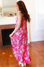 Load image into Gallery viewer, Pink Floral Print Fit and Flare Sleeveless Maxi Dress
