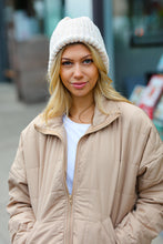 Load image into Gallery viewer, Cream Knit Velvet Chenille Fold Over Beanie
