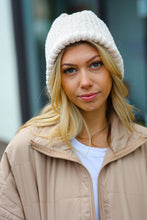 Load image into Gallery viewer, Cream Knit Velvet Chenille Fold Over Beanie

