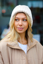Load image into Gallery viewer, Cream Knit Velvet Chenille Fold Over Beanie
