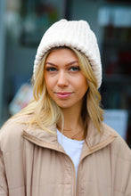 Load image into Gallery viewer, Cream Knit Velvet Chenille Fold Over Beanie
