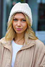 Load image into Gallery viewer, Cream Knit Velvet Chenille Fold Over Beanie
