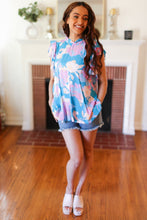 Load image into Gallery viewer, Sky Blue &amp; Lavender Double Flutter Sleeve Mock Neck Top
