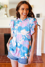 Load image into Gallery viewer, Sky Blue &amp; Lavender Double Flutter Sleeve Mock Neck Top
