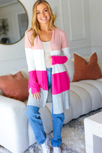 Load image into Gallery viewer, Face The Day Blush Wide Stripe Hacci Colorblock Cardigan
