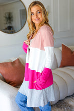 Load image into Gallery viewer, Face The Day Blush Wide Stripe Hacci Colorblock Cardigan
