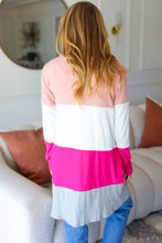 Load image into Gallery viewer, Face The Day Blush Wide Stripe Hacci Colorblock Cardigan
