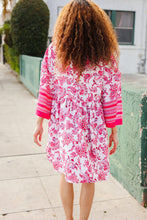 Load image into Gallery viewer, Let's Meet Up Red &amp; Pink Paisley Drop Shoulder Kimono Dress
