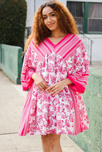 Load image into Gallery viewer, Let's Meet Up Red &amp; Pink Paisley Drop Shoulder Kimono Dress
