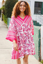 Load image into Gallery viewer, Let's Meet Up Red &amp; Pink Paisley Drop Shoulder Kimono Dress

