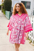 Load image into Gallery viewer, Let's Meet Up Red &amp; Pink Paisley Drop Shoulder Kimono Dress

