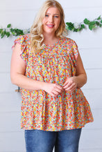 Load image into Gallery viewer, Sunset Floral Print Ruffle Tiered Keyhole Top
