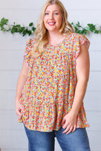 Load image into Gallery viewer, Sunset Floral Print Ruffle Tiered Keyhole Top
