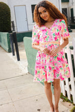 Load image into Gallery viewer, Beautiful You Rose Floral Print Ric Rack Trim Babydoll Dress
