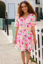 Load image into Gallery viewer, Beautiful You Rose Floral Print Ric Rack Trim Babydoll Dress
