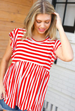 Load image into Gallery viewer, Red Stripe Babydoll Flutter Sleeve Top
