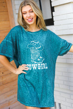 Load image into Gallery viewer, Emerald Cotton Blend COWGIRL Graphic Long Tee
