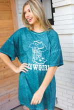 Load image into Gallery viewer, Emerald Cotton Blend COWGIRL Graphic Long Tee
