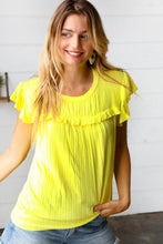 Load image into Gallery viewer, Yellow Wide Rib Frilled Short Sleeve Yoke Top
