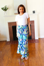 Load image into Gallery viewer, Tropical Boho Smocked Waist Side Slit Palazzo Pants
