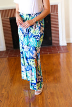 Load image into Gallery viewer, Tropical Boho Smocked Waist Side Slit Palazzo Pants
