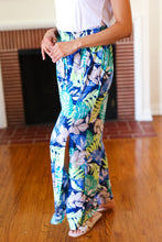 Load image into Gallery viewer, Tropical Boho Smocked Waist Side Slit Palazzo Pants
