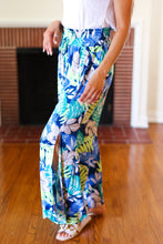 Load image into Gallery viewer, Tropical Boho Smocked Waist Side Slit Palazzo Pants
