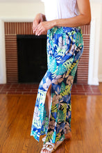 Load image into Gallery viewer, Tropical Boho Smocked Waist Side Slit Palazzo Pants
