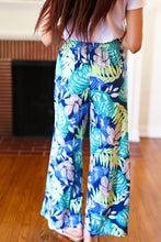 Load image into Gallery viewer, Tropical Boho Smocked Waist Side Slit Palazzo Pants
