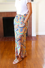 Load image into Gallery viewer, Multicolor Mandala Smocked Waist Side Slit Palazzo Pants
