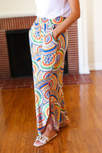 Load image into Gallery viewer, Multicolor Mandala Smocked Waist Side Slit Palazzo Pants
