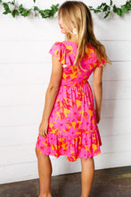 Load image into Gallery viewer, Fuchsia &amp; Orange Tropical Floral Square Neck Dress

